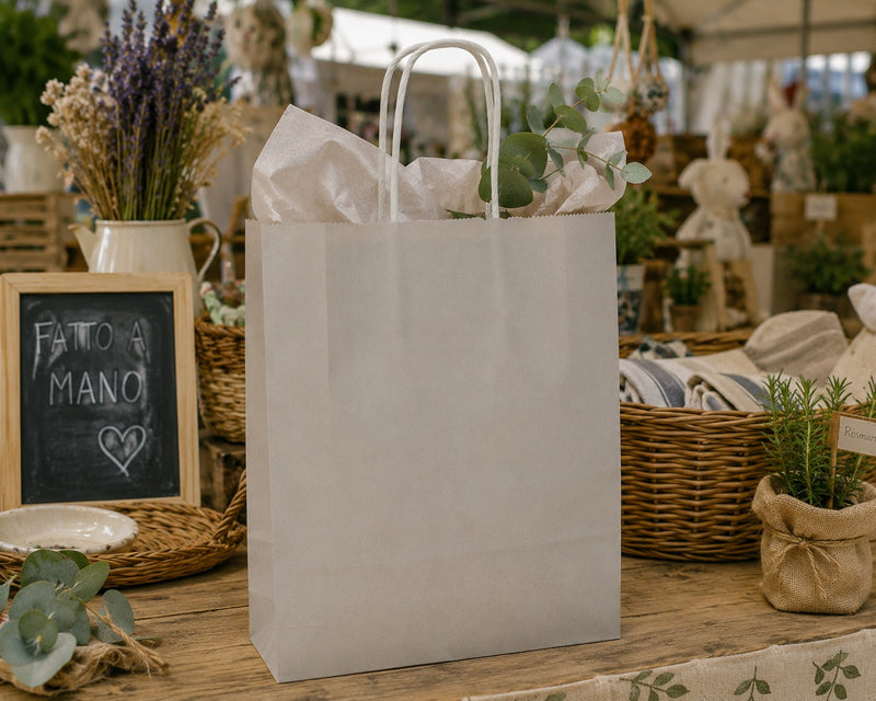 L'Arcolaio Shopper Kraft Tortora Regali Natalizi 36X12X41 Cm Cf 10 Pz