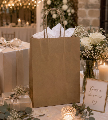 L'Arcolaio Shopper Kraft Avana Regali Natalizi 54X14X45 Cm Cf 10 Pz