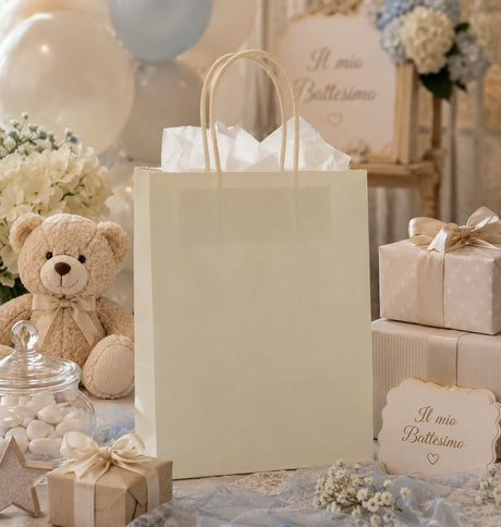 L'Arcolaio Shopper Kraft Panna Regali Natalizi 54X14X45 Cm Cf 10 Pz