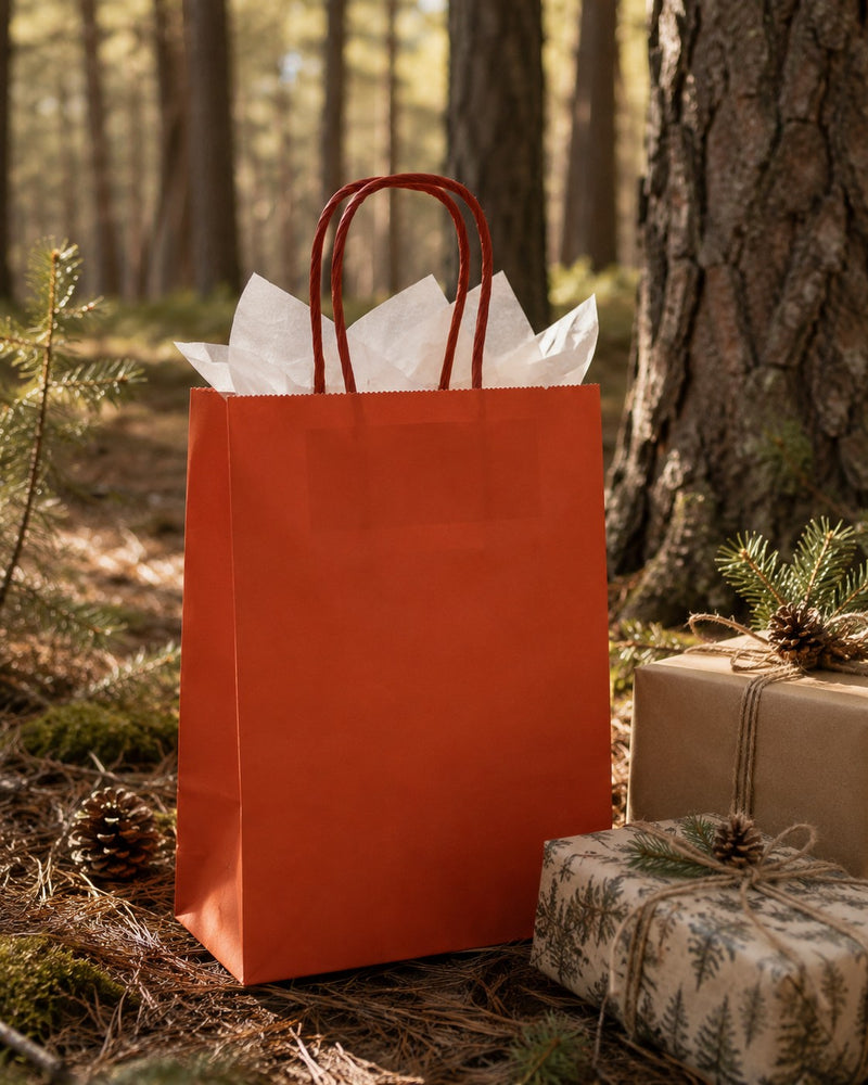 L'Arcolaio Shopper Kraft Rosso Regali Natalizi 54X14X45 Cm Cf 10 Pz