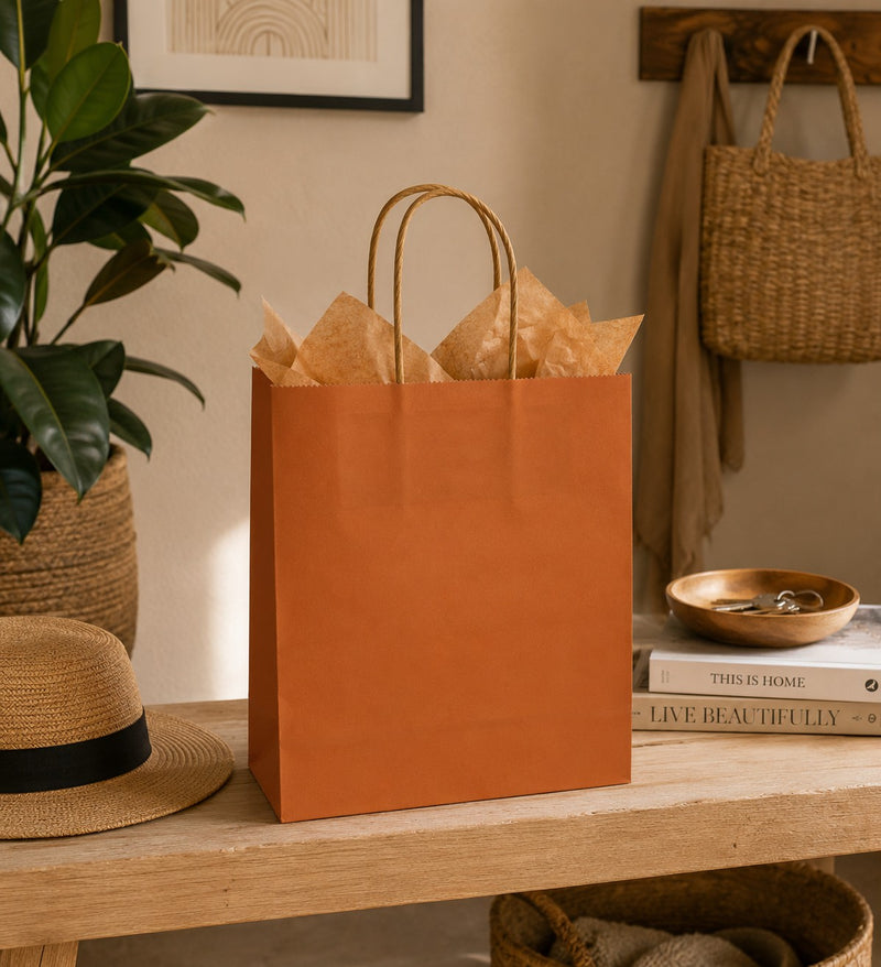 L'Arcolaio Shopper Kraft Ruggine Regali Natalizi 54X14X45 Cm Cf 10 Pz