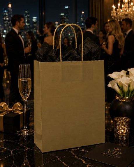 L'Arcolaio Shopper Kraft Oro Regali Natalizi 54X14X45 Cm Cf 10 Pz