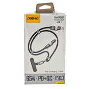 L'Arcolaio Cavo Multi Ricarica 4 in 1 USB-C/Lightning 65W PD QC 1,5 m Nero