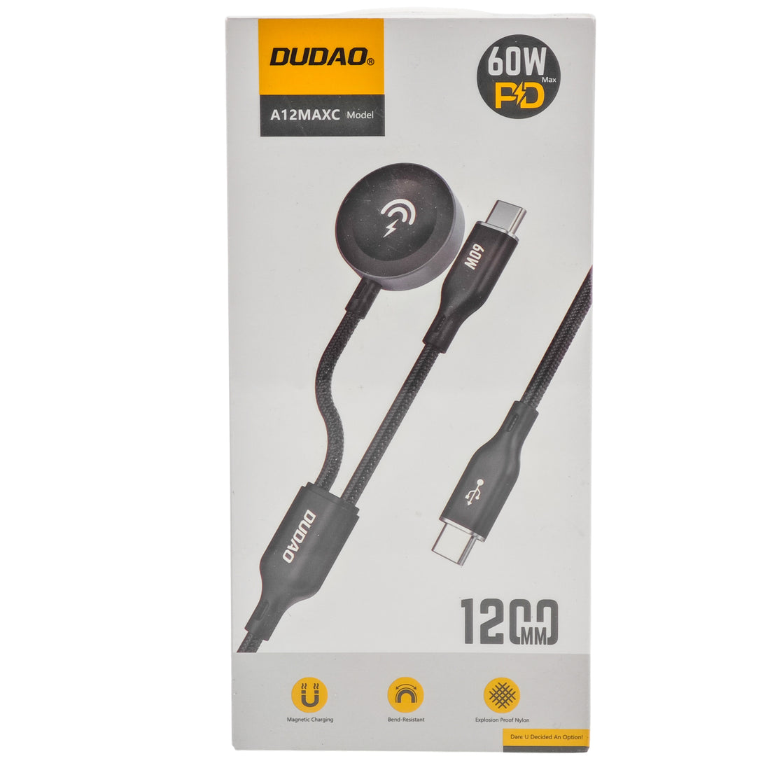 L'Arcolaio Cavo USB-C Magnetico per Apple Watch e USB-C 60W PD Ricarica Rapida 1,2 m Nero