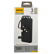 L'Arcolaio Power Bank 20000mAh con 4 Cavi Integrati, 3 Porte USB/USB-C, Display LED e Ricarica Rapida Nero