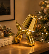 L'Arcolaio Electroplate Finish Lumetto Cagnolino Oro 17,5x18 cm Lampada da Tavolo Design
