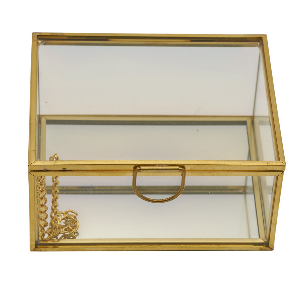 L'Arcolaio Gold Glass Scatola Portagioie Rettangolare Piccola 5x10x8 cm Elegante Contenitore per Gioielli