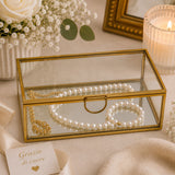L'Arcolaio Gold Glass Scatola Portagioie Rettangolare Piccola 5x10x8 cm Elegante Contenitore per Gioielli