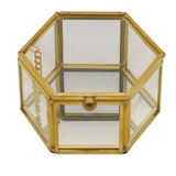 L'Arcolaio Gold Glass Scatola Portagioie Esagonale Piccola 4,5x8x8 cm Elegante Contenitore per Gioielli