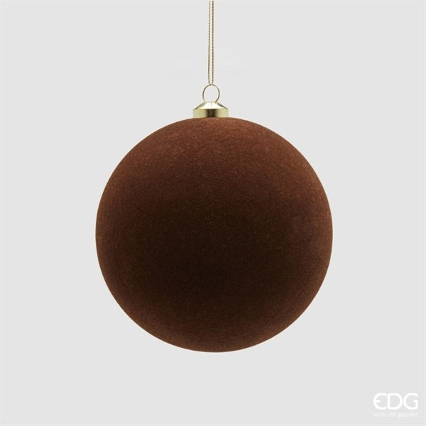 EDG Enzo De Gasperi Palline di Natale in Velluto Marrone Ø10 cm – Set 6 Pezzi
