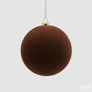 EDG Enzo De Gasperi Palline di Natale in Velluto Marrone Ø10 cm – Set 6 Pezzi