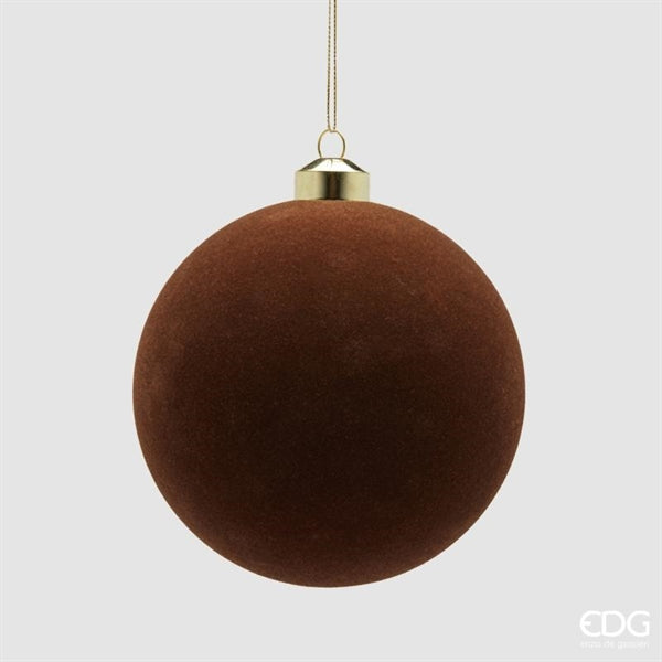 EDG Enzo De Gasperi Palline di Natale in Velluto Dark Brown Ø12 cm – Set 4 Pezzi