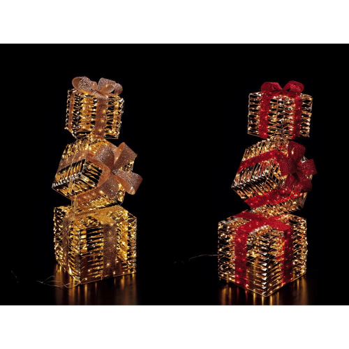 Ad Trend Torre Pacchi Regalo di Natale Oro 500 LED da Interno/Esterno 30x30x96 cm 1 Pz