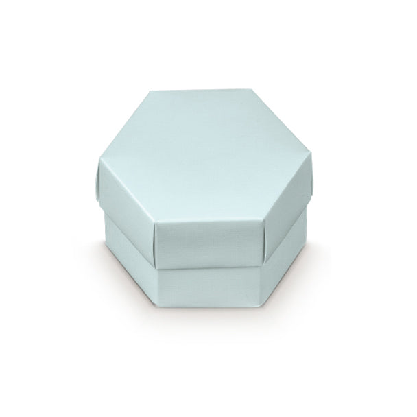 Scotton Scatola Esagono con Divisorio 60 x 40 Mm Lino Azzurro 10 Pz