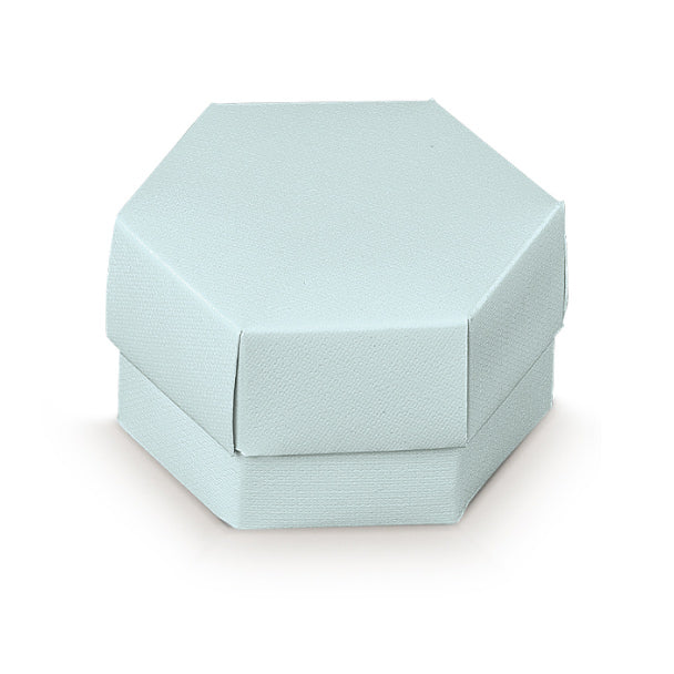 Scotton Scatola Esagono con Divisorio 80 x 55 Mm Lino Azzurro 10 Pz