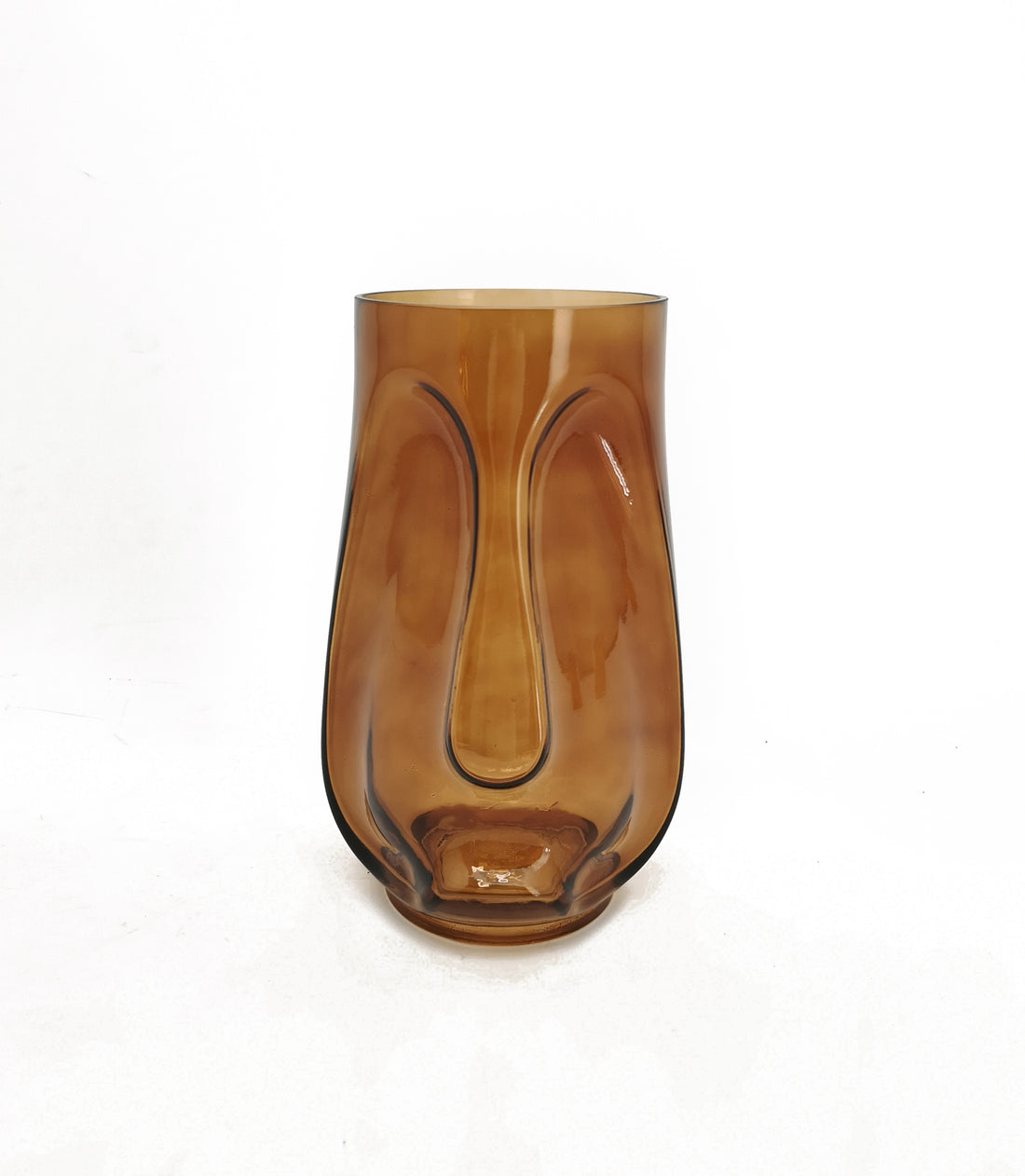Vimin Box Vaso Testa Tribale Vetro D 12 - 15,5 Cm H 25 Cm Ambra