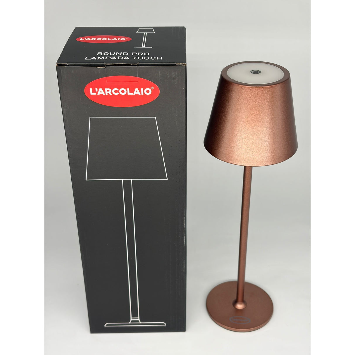 L'Arcolaio Wiederaufladbare LED-Touch-Lampe, H 38 cm, 10 x 10 cm, IP54, rund, Pro, bronzefarben