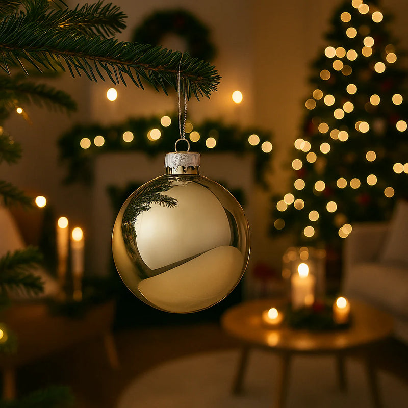 Bizzotto Sfera di Natale Champagne Lucido D 10 cm in Vetro – Decorazione per Albero