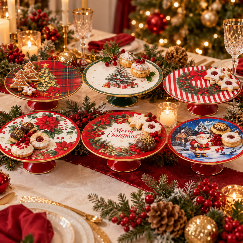Ad Trend Alzata Natalizia Ø29 cm H10 cm – Alzata Decorativa per Dolci, Torte, Centrotavola e Tavola di Natale, Modelli Assortiti 1 Pz