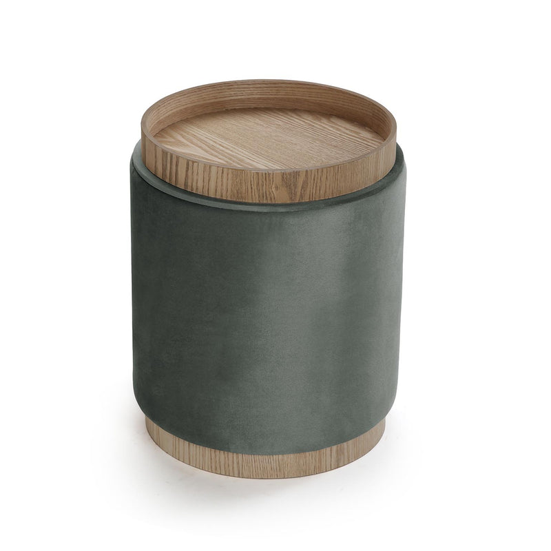 Versa Puff Con Storage E Vassoio Velvet Grigio