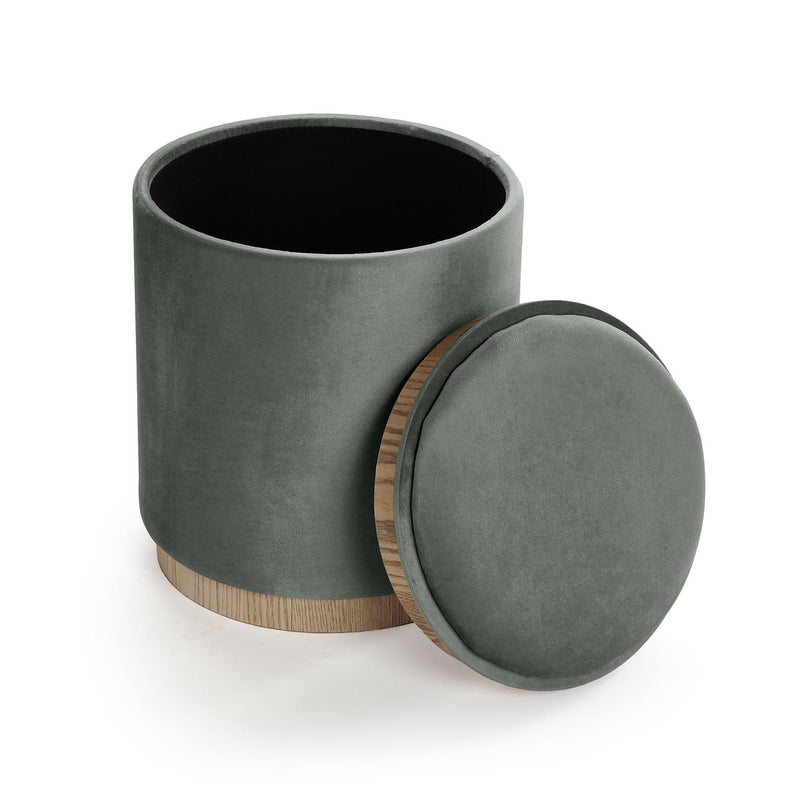 Versa Puff Con Storage E Vassoio Velvet Grigio