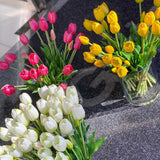 edg enzo de gasperi edg enzo de gasperi bouquet 5 tulipani con foglie artificiali h 40 cm yellow ean 8059824440358