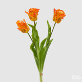 edg enzo de gasperi edg enzo de gasperi bouquet 3 tulipani parrot con foglie artificiali h 51 cm yellow orange ean 8059824443618