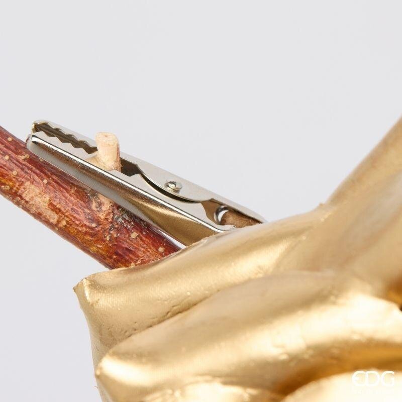 EDG Enzo De Gasperi Rosa Glossy con Clip Gold Ø16 cm – Addobbo di Natale