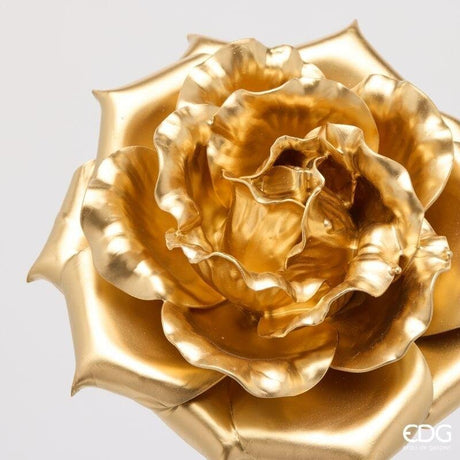 EDG Enzo De Gasperi Rosa Glossy Ramo Gold H60 Ø20 cm – Decoro Floreale di Natale