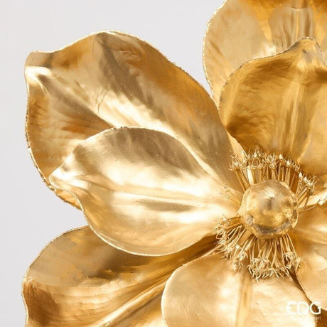 EDG Enzo De Gasperi Magnolia Glossy Ramo Gold H65 Ø25 cm – Decoro Floreale di Natale