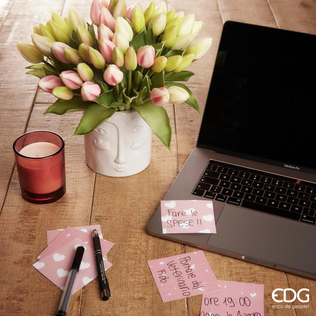 edg enzo de gasperi edg enzo de gasperi bouquet tulipani 9 boccioli h 29 cm artificiali ass two tone pink ean 8056372687051