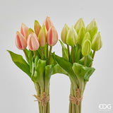 edg enzo de gasperi edg enzo de gasperi bouquet tulipani 9 boccioli h 29 cm artificiali ass green pink ean 8056372687068