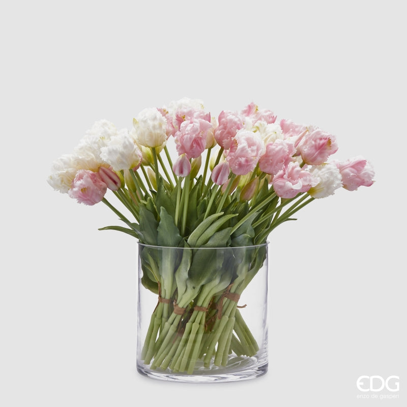 edg enzo de gasperi edg enzo de gasperi bouquet 5 tulipani parrot olis ass h 40 cm white pink 1 pz ean 8059824237309