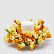 EDG Enzo De Gasperi Portacandela Corona Crocus-Mix D 21 Cm Int. 8 Cm Giallo Arancione