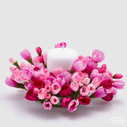 EDG Enzo De Gasperi Portacandela Corona Crocus-Mix D 21 Cm Int. 8 Cm Rosa