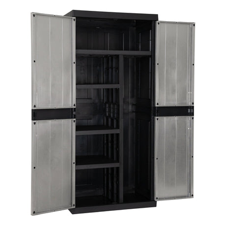 Toomax Armadio 2 Ante Garage Mega Utility Cabinet – Mobile Porta Attrezzi con 4 Ripiani Regolabili
