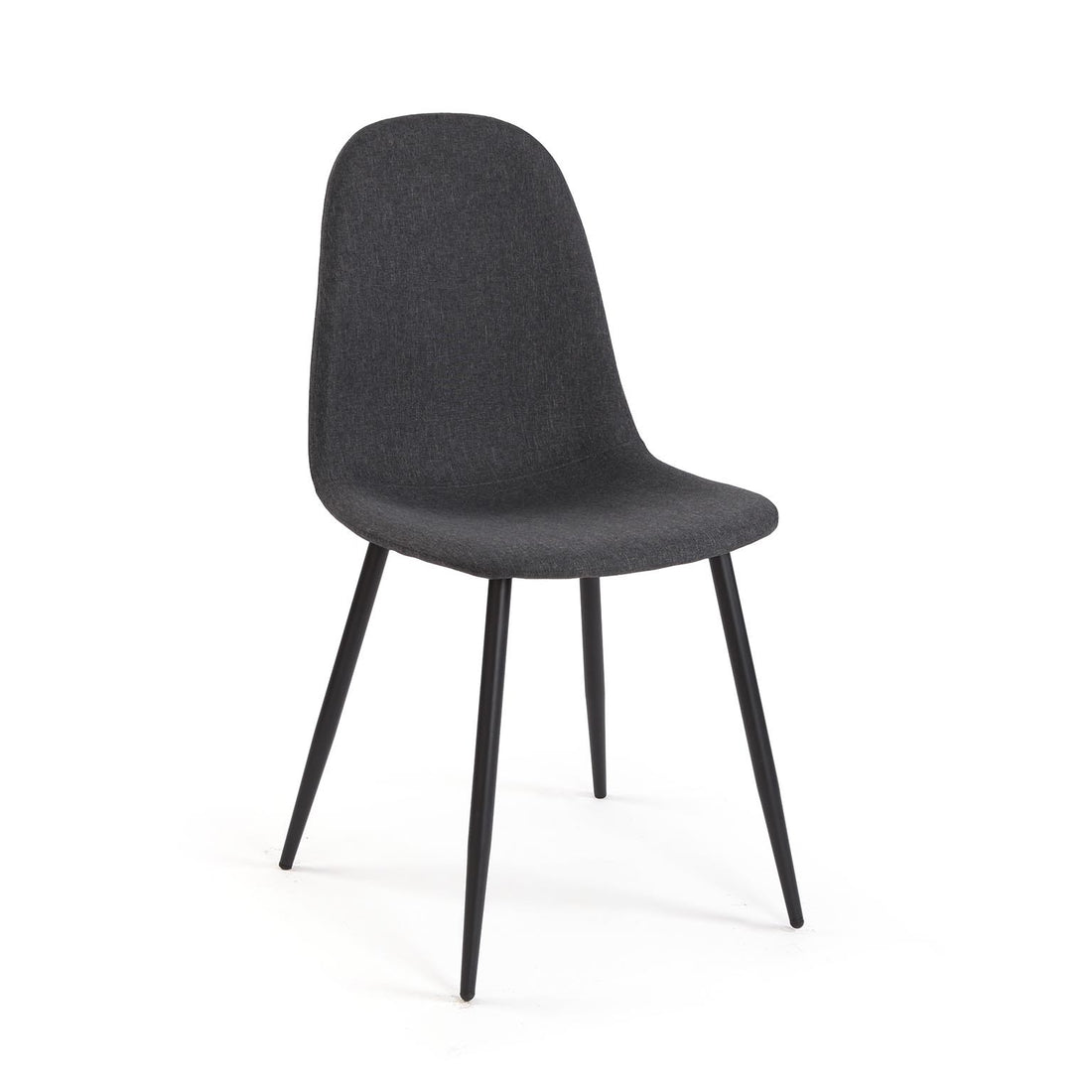 Versa Sedia da Pranzo Nora Color Grigio Scuro in Tessuto con Gambe in Metallo Nero – Sedia Moderna per Cucina e Soggiorno