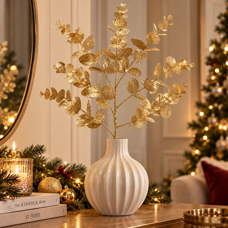 EDG Enzo De Gasperi Ramo Eucalipto Gold H61 cm – Decorazione Natalizia