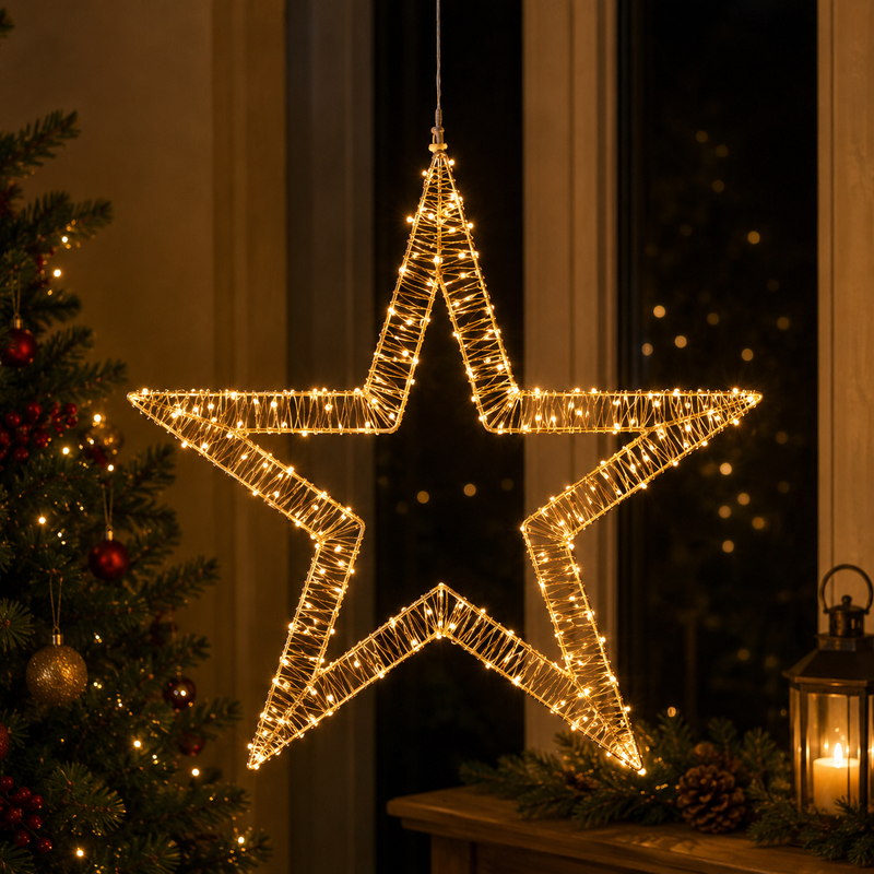 EDG Enzo De Gasperi Stella Natale Microled Flat D 60 Cm 250 Led Intermittente Ivory