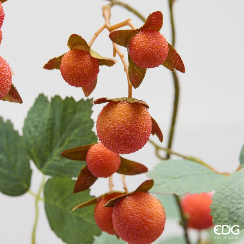 EDG Enzo De Gasperi Ramo Rosa Canina con Foglie Orange H120 cm – Fiore Artificiale Decorativo