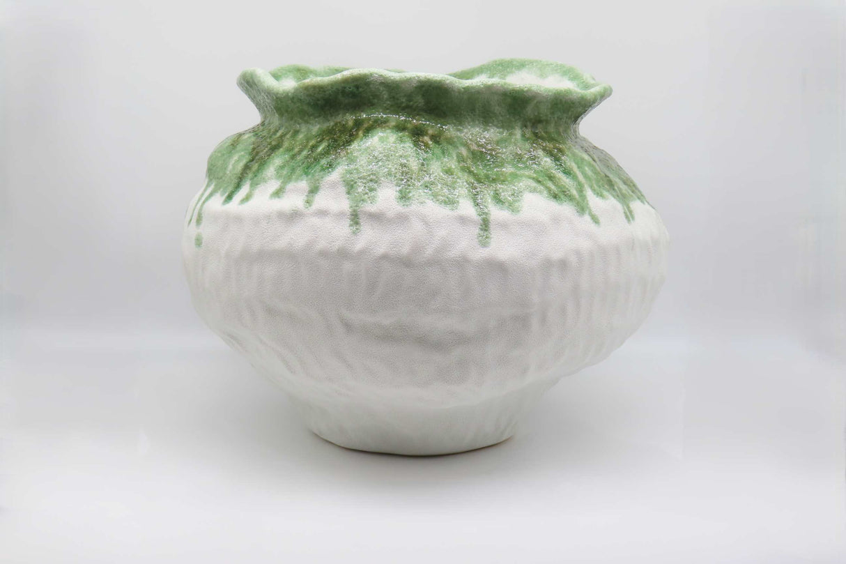 BONTURI CASA HOME DECORATION Orcio Grande H 21 Cm 39 x 39 Cm Ceramica Lava White Green