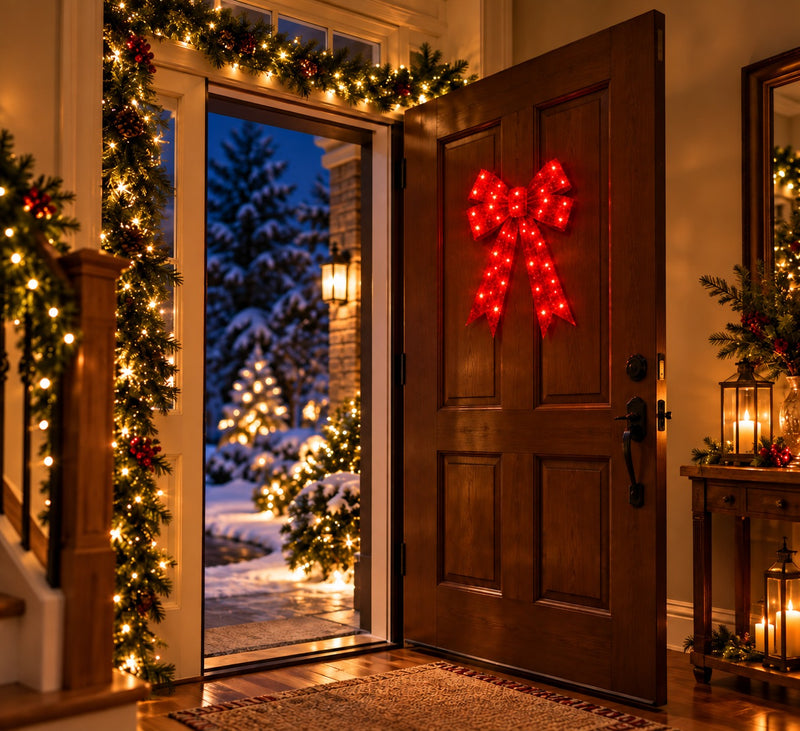 Bonturi Casa Fiocco Rosso Led Natale 50 cm 84 LED IP 44