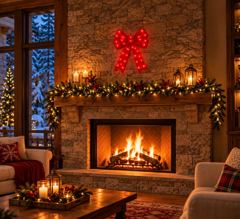 Bonturi Casa Fiocco Rosso Led Natale 50 cm 84 LED IP 44
