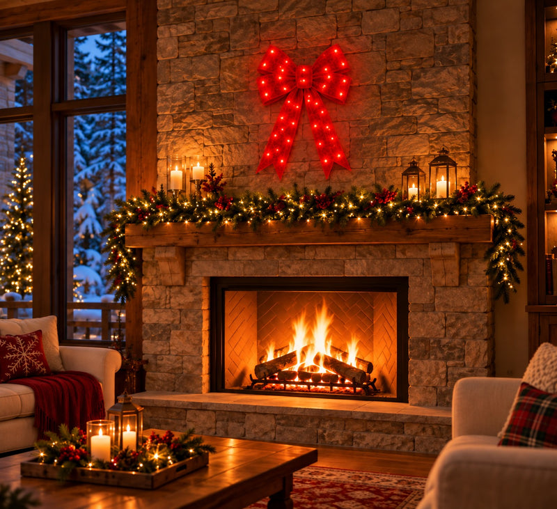 Bonturi Casa Fiocco Rosso Led Natale 76 cm  112 LED Ip 44