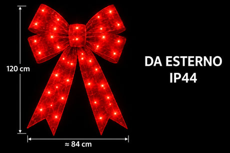 Bonturi Casa Fiocco Rosso Led Natale 120cm  168 LED ip 44