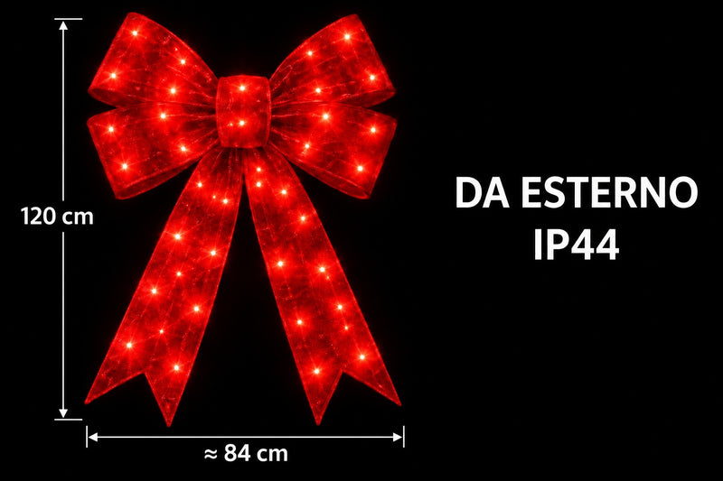 Bonturi Casa Fiocco Rosso Led Natale 120cm  168 LED ip 44