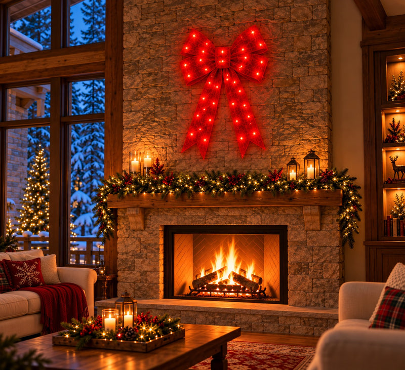 Bonturi Casa Fiocco Rosso Led Natale 120cm  168 LED ip 44