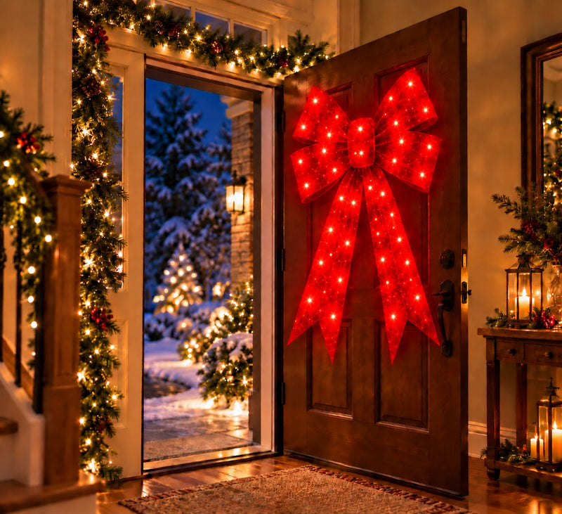 Bonturi Casa Fiocco Rosso Led Natale 120cm  168 LED ip 44