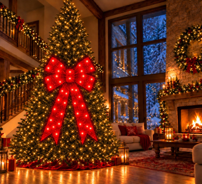 Bonturi Casa Fiocco Rosso Led Natale 160cm  216 LED IP 44