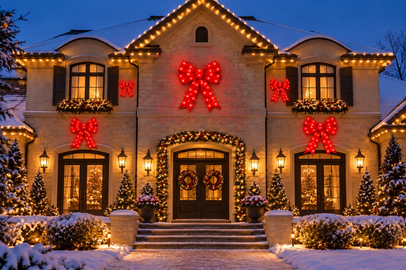 Bonturi Casa Fiocco Rosso Led Natale 160cm  216 LED IP 44